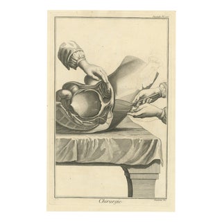 Fambrini, Opened Bladder with Instruments, Diderot Chirurgie Second Plate Xiv, 1772, Engraving For Sale