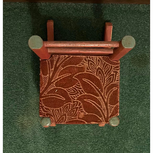 Farmhouse Vintage or Antique (Unknown Age) Toddler Rocking Chair With Fabric Covered Seat For Sale - Image 3 of 9