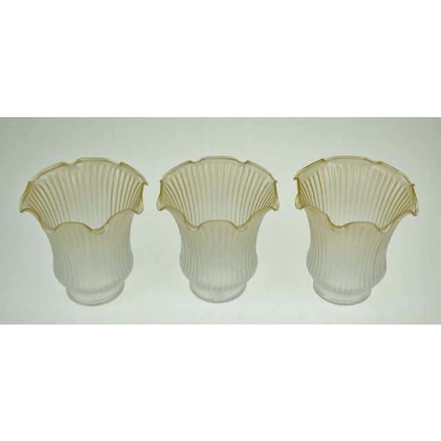Vintage Peach Tint Ribbed Fixture Shades - Set of 3 | Chairish