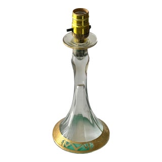Early 20th Century Blown Glass Candlestick Lamp With Gold Gilt Base - Rewired For Sale