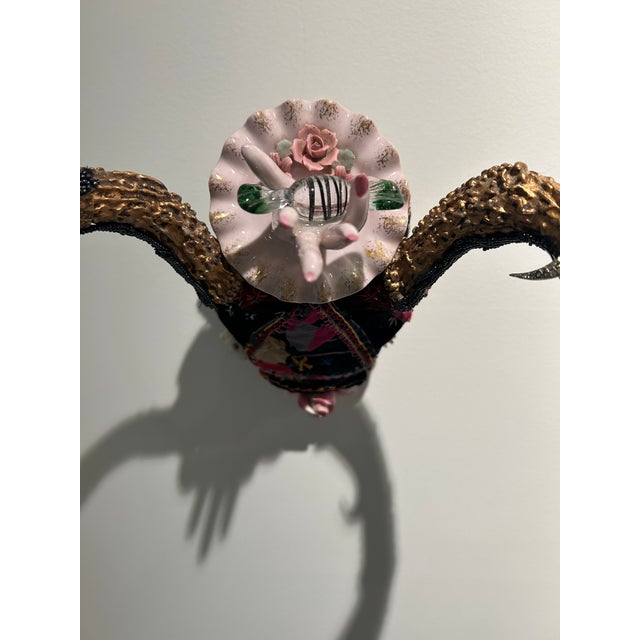 Mixed Media Skull Wall Sculpture Titled Giving Sweet For Sale - Image 9 of 13
