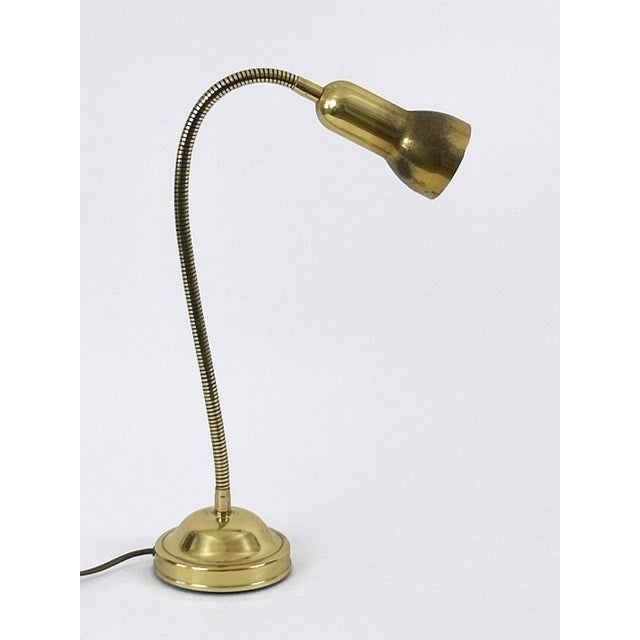 Metal Mid-Century Modern Gooseneck Brass Table Lamp, Germany, 1970s For Sale - Image 7 of 18