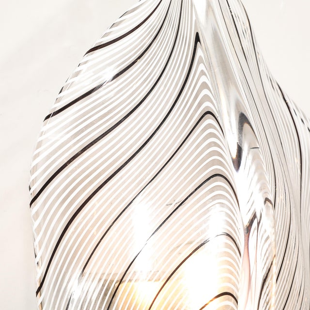 Metal Mid-Century Hand-Blown Black Linear Murano Glass Leaf Sconces by Franco Luce For Sale - Image 7 of 15