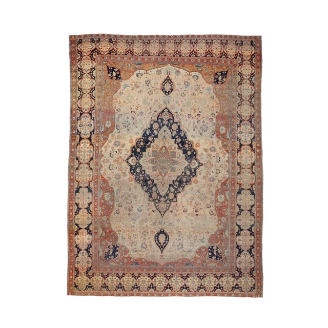 Persian Fine Antique Mohtasham Kashan Rug 8’4” X 11’4” For Sale - Image 3 of 3