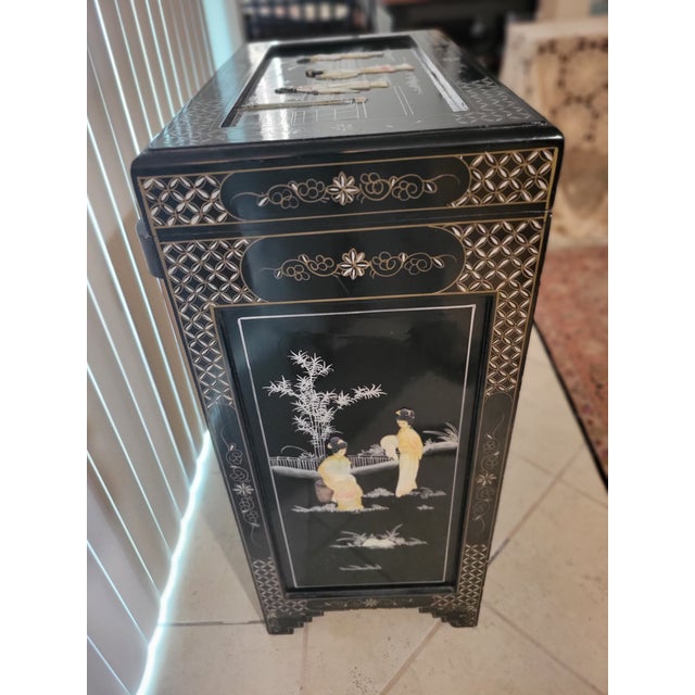 Mid 20th Century Black Lacquer Asian Cabinet For Sale - Image 12 of 12