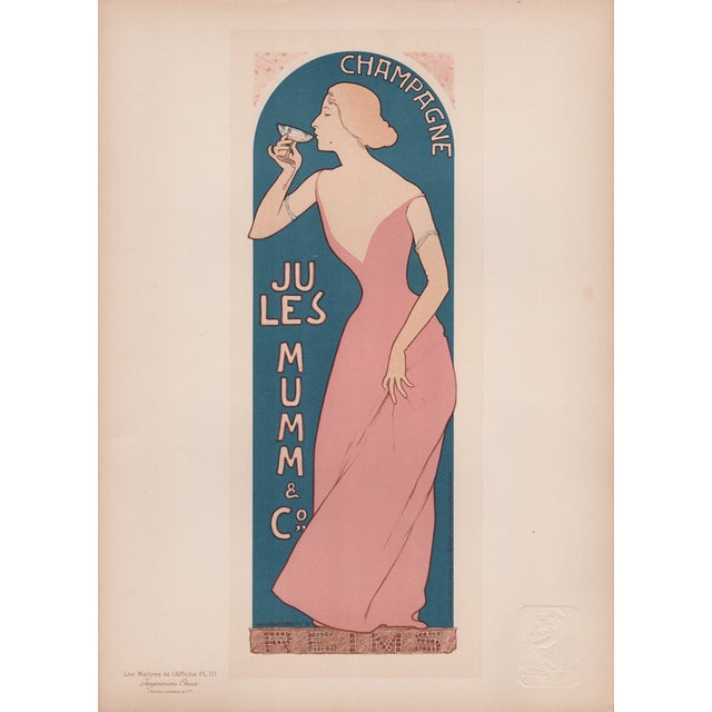 Maurice Réalier-Dumas, Champagne Jules Mumm & Co. from Les Maîtres de L'Affiche, 1898, Original Lithograph For Sale