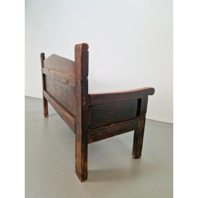 Handmade Spanish Station Wooden Bench, 1850s For Sale - Image 3 of 18