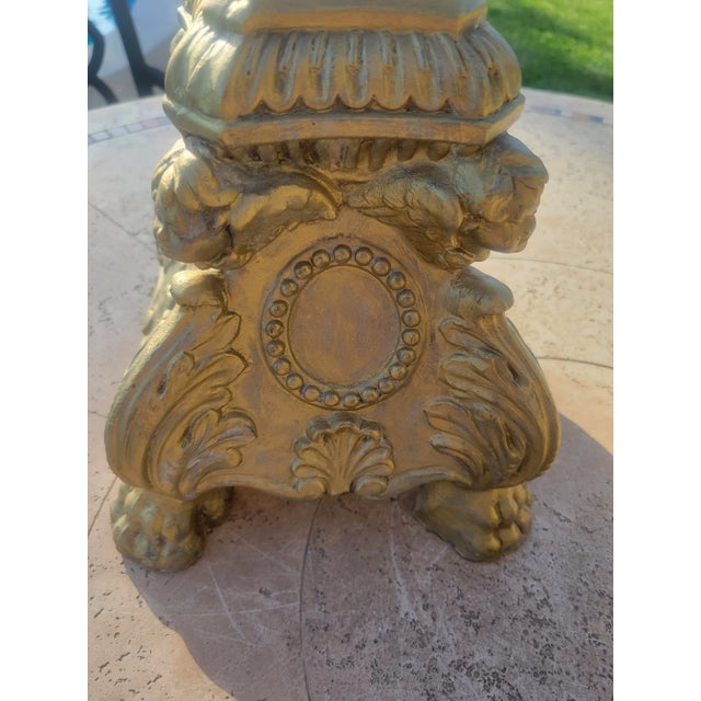 1980s Golden Altar Style Candle Holders - a Pair For Sale In Dallas - Image 6 of 13