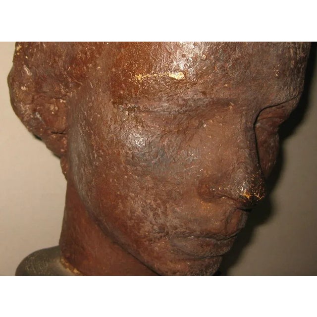 Original 1956 Gaetano Cecere Clay Sculpture Woman Head Bust "Eunice" For Sale - Image 9 of 13