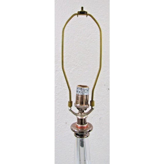 Pair of Lucidity Silver and Crystal Table Lamps With Shades Finials Attributed to Robert Abbey For Sale - Image 11 of 12