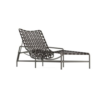 Brown Jordan Kantan Aluminum Vinyl Chaise Lounge, Mica frame with Coffee fabric For Sale
