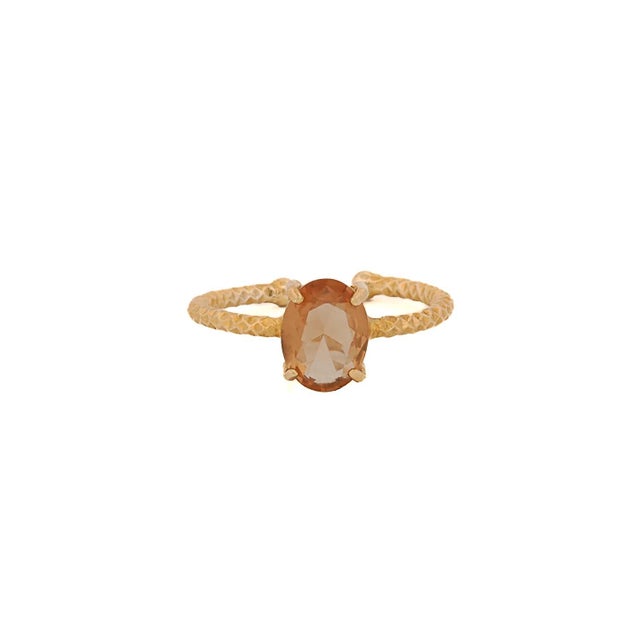 Metal Citrine Gemstone Abundance Gold Ring, Size 5 For Sale - Image 7 of 7