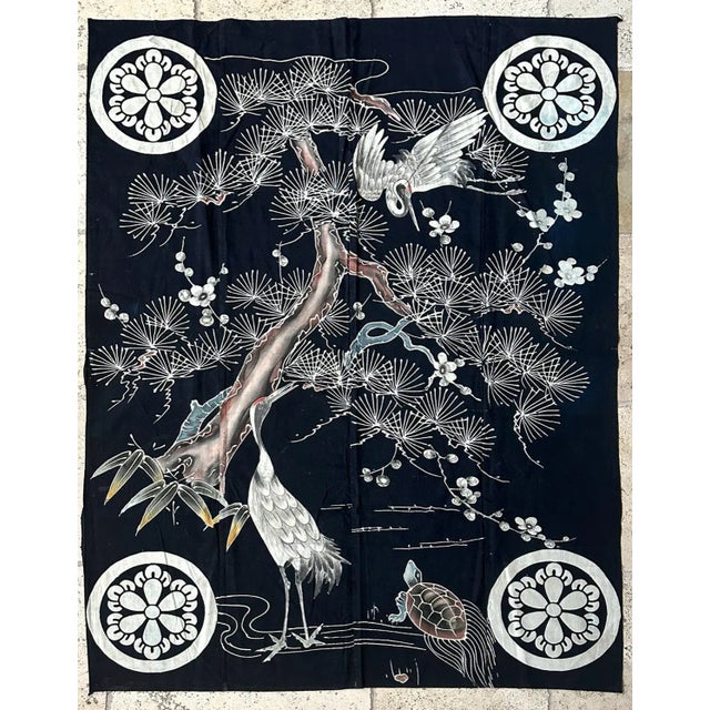 Early 20th Century Large Japanese Textile Futon Cover with Resist Yuzen Dye For Sale - Image 5 of 12