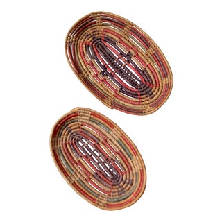Vintage Woven Basket Trays For Sale