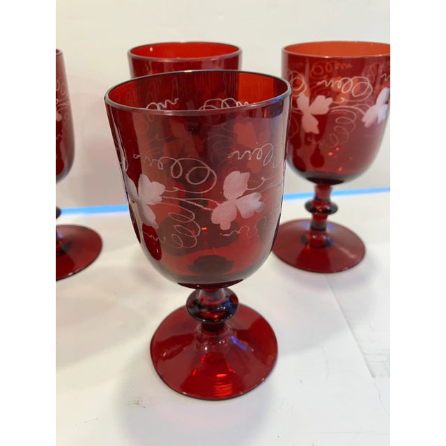 Late 19th Century Antique Bohemian Wine Glasses - Set of 6 For Sale - Image 4 of 6