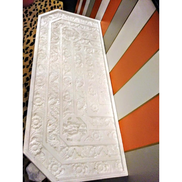 1980s Gampel-Stoll Style Demi-Lune White Gloss Elephant Palm Beach Regency Hall Half Side Table For Sale - Image 5 of 9