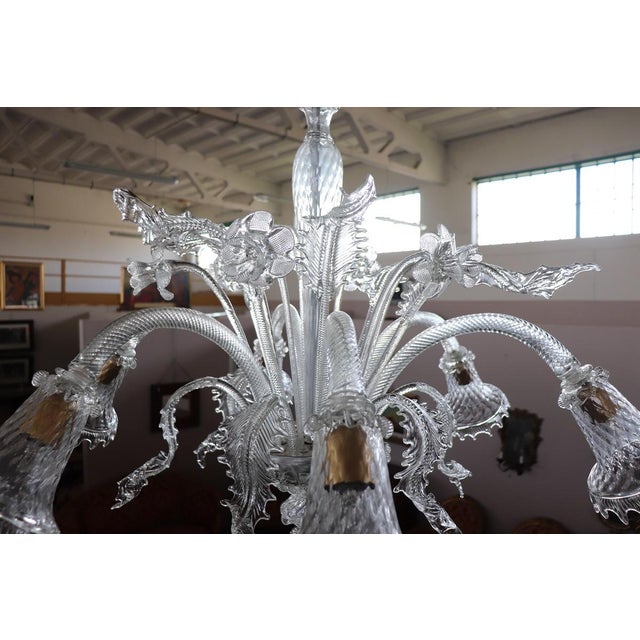 Transparent Murano Glass Chandelier, 1980s For Sale - Image 7 of 18