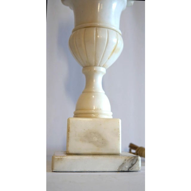 Late 19th Century Late 19th Century Regency Alabaster Carved Table Lamp With Shade For Sale - Image 5 of 13