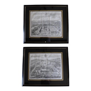 Pair of Bird’s Eye English Estate Views Engraved by Johannes Kip, 18th C. For Sale