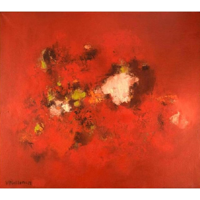 Red Veikko Kallinen, Abstract Composition, Oil on Canvas, 1960s-1970s For Sale - Image 8 of 8