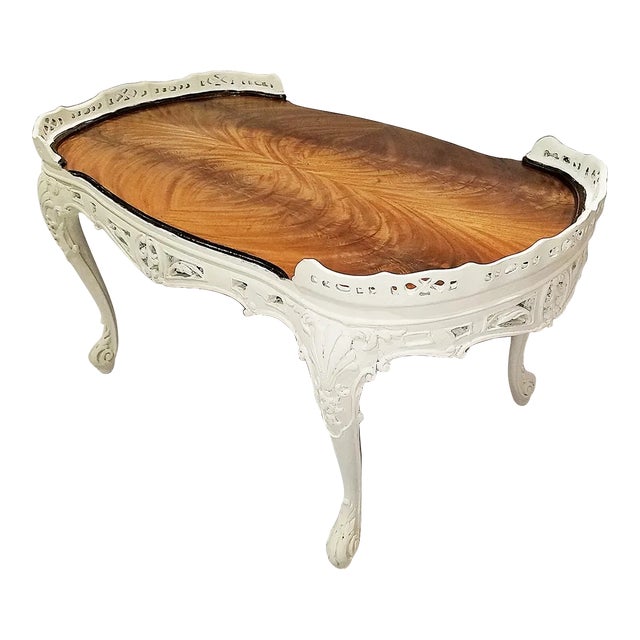 Carved and Painted 1920s Mahogany Coffee Table For Sale