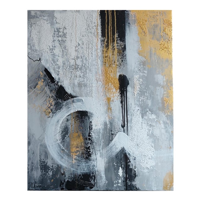Olha Komisaryk. “Everything Flow, Everything Changes” Monochrome Interior Painting — Original Acrylic Painting on Canvas For Sale