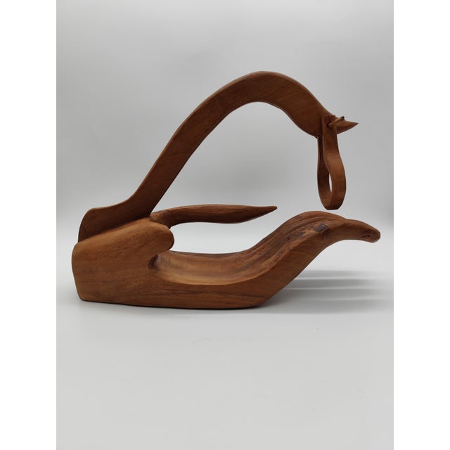 Sculptural Hand-Carved Wooden Wine Bottle Holder, 1950s, in Very Good conditions. Designed 1970 to 1979