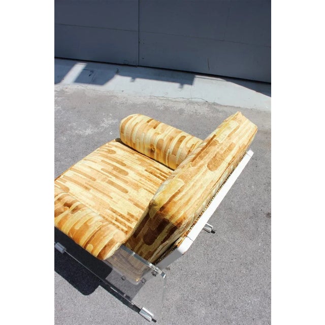 Italian Geometric Velvet and Acrylic Glass Lounge Chair, 1960s For Sale - Image 9 of 12