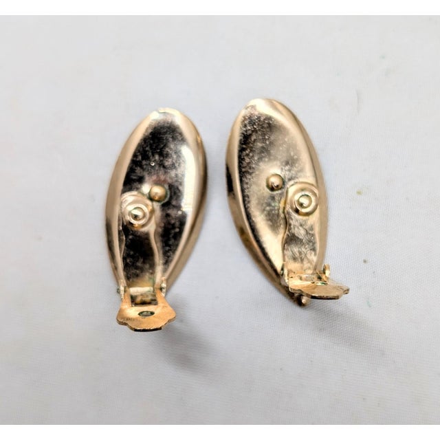 Metal Vintage 1950s Signed Napier Goldtone & White Resin Clip Earrings-2 Pieces For Sale - Image 7 of 7