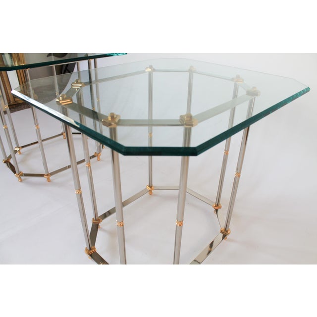 Vintage Hollywood Regency Style Brass and Chrome End Tables - A Pair For Sale In Milwaukee - Image 6 of 13