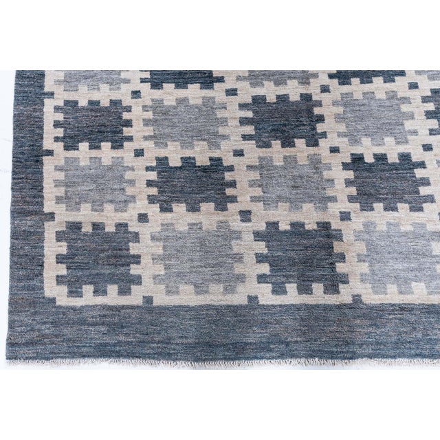 Art Nouveau "Gray Checkerboard" Contemporary Scandinavian Slate Rug by Doris Leslie Blau For Sale - Image 3 of 7