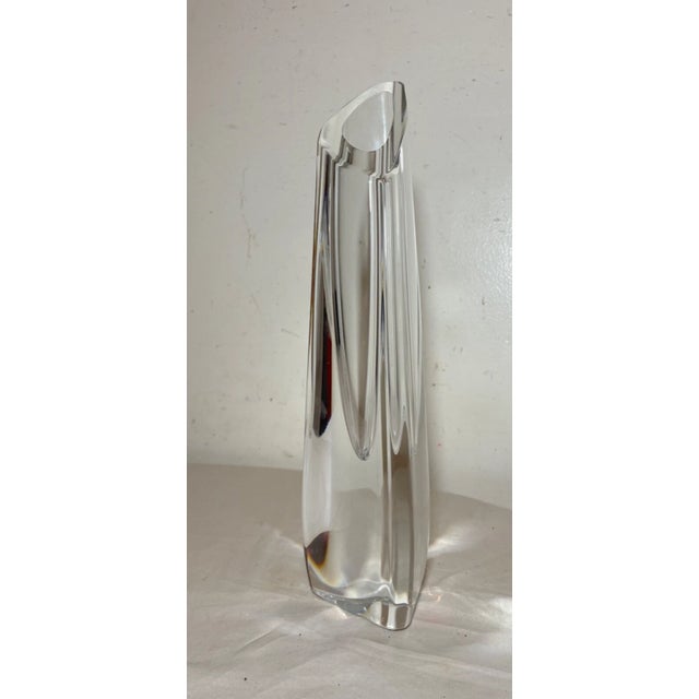Tall Mint Condition Signed Baccarat Colorless Crystal Glass Triangular Vase For Sale - Image 10 of 15
