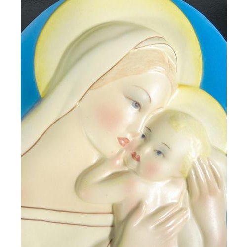 Ceramic medallion madonna and child, lenci with aja signature. Turin, 1930s origin turin period 1930s brand lenci. The...