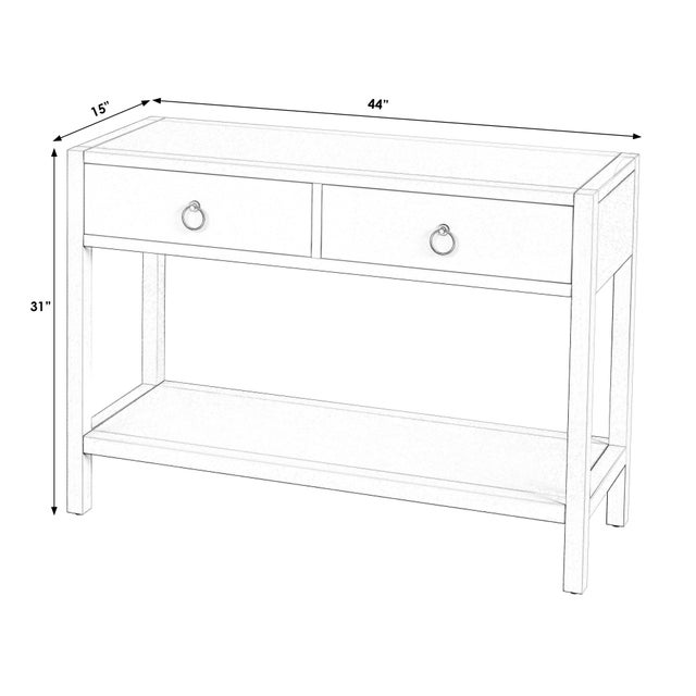 Modern Lark 44 in. W Rectangular Wood 2 Drawer Console Table with Lower Open Shelf, Navy Blue For Sale - Image 3 of 8