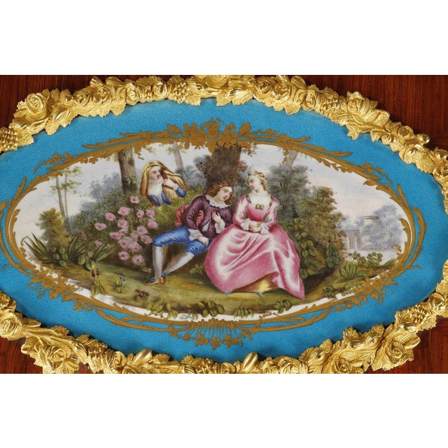 Maroon Large Louis XV Style Casket in Rosewood, Gilt Bronze and Porcelain, 1870 For Sale - Image 8 of 17