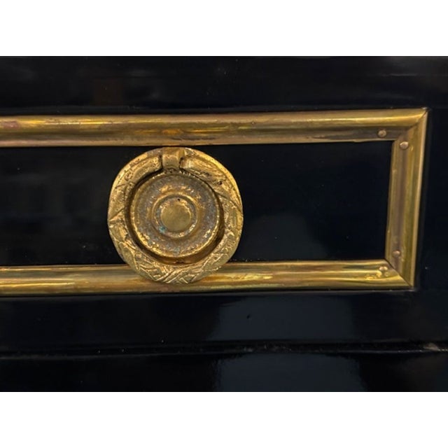 Louis XVI Style Piano Black Sideboard With a Marble Top For Sale - Image 4 of 7