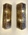 Pair of set of 2 brass and brown cola folded leaf pressed Murano glass, wall lights lightning pannel lamps sconces....