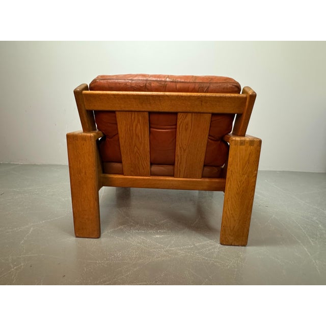 Brown Mid-Century Brutalist Bonanza Armchair in Cognac Leather with Wooden Frame by Esko Pajamies, Finland, 1960s For Sale - Image 8 of 8