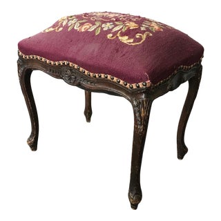 Early 20th Century Victorian Needlepoint Footstool For Sale