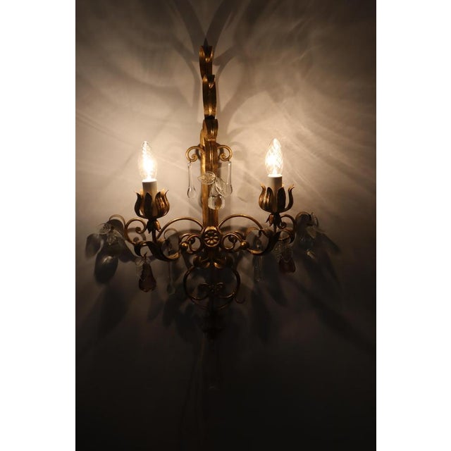 Golden Wall Lights with Pink Glass Fruit from Palwa, 1960s For Sale - Image 17 of 18