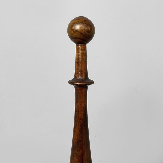 Italian Round Doorstop in Turned Wood, 1930s For Sale - Image 4 of 11