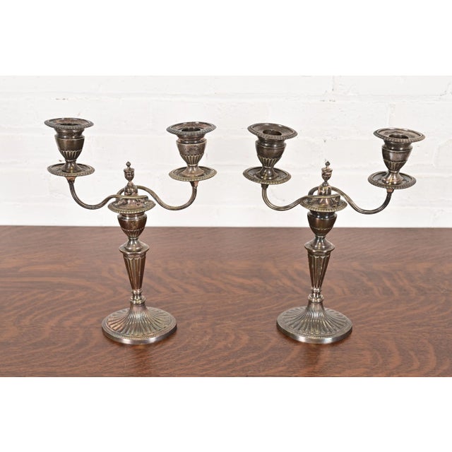 A gorgeous pair of antique Victorian silver soldered two-light candelabras By Tiffany & Co. (signed at the base) USA,...