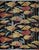 A hand-knotted wool rug, made in India and measuring 8' x 10'. Geometric drawing - repeating motifs held inside strong...