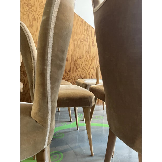 Wooden and Fabric Dining Room Chairs attributed to Osvaldo Borsani for Ignoto, 1960s, Set of 8 For Sale - Image 10 of 11