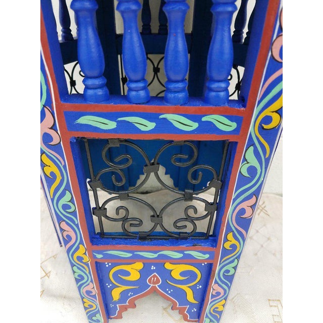 This is a 100% hand painted and hand carved Moroccan hexagonal shape side table or end table. Great handcraftsmanship...