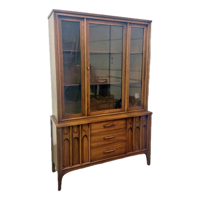 1960s Kent Coffey Perspecta Walnut and Rosewood Credenza Hutch For Sale