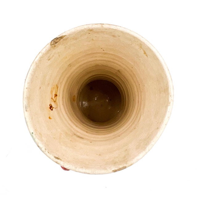 Pink Vintage Italian Hand-Sculpted Floral Vase | Hand Painted Ceramic | Cottagecore, French Garden, Italian Pottery For Sale - Image 8 of 14