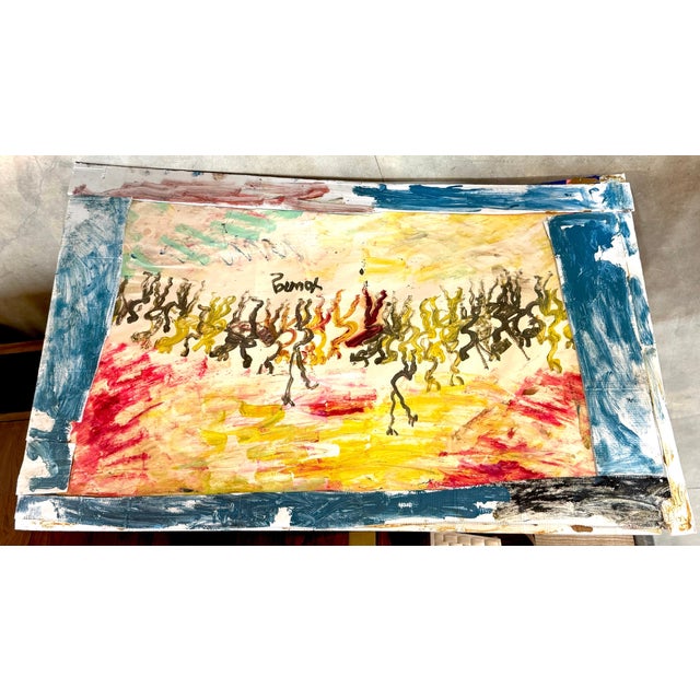 Purvis Young Purvis Young (American, 1943–2010) “Warriors Beneath a Burning Sky” For Sale - Image 4 of 18