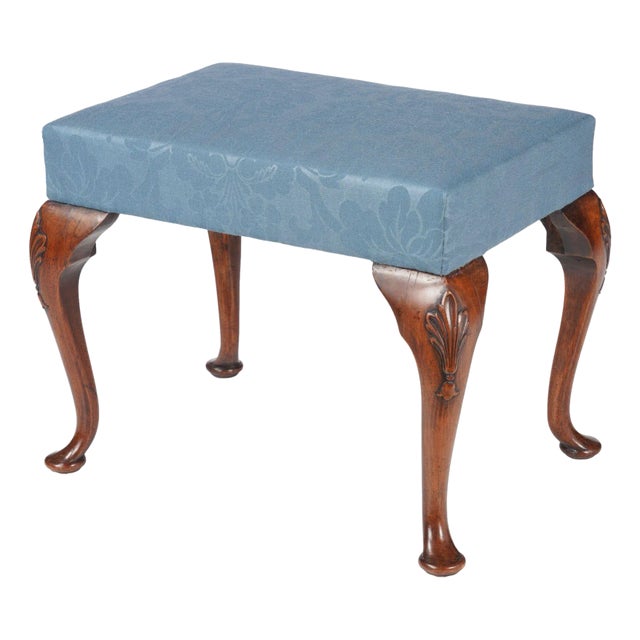 English Queen Anne Upholstered Stool, C. 1850 For Sale