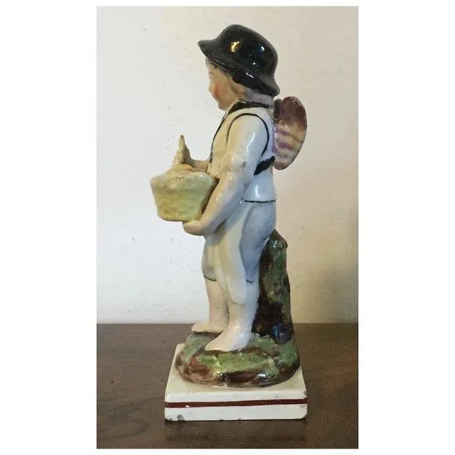 Antique Early 19th Century English Georgian Staffordshire Pearlware Figure of a Bread Seller With Angel Wings For Sale In New York - Image 6 of 12